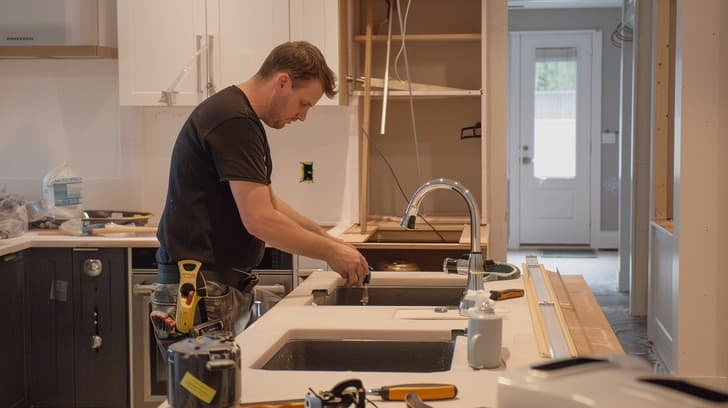 Kitchen and bathroom installation work in progress